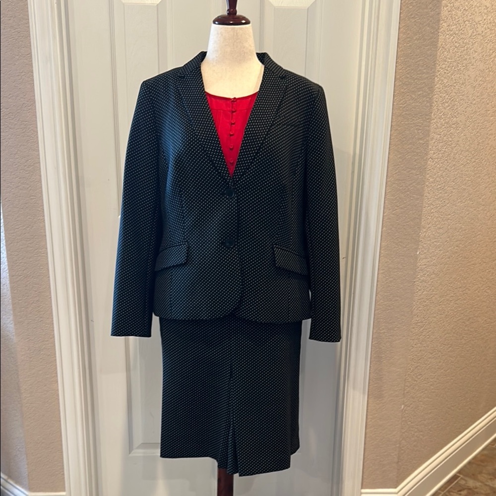Talbots Black and White Dots Classic Tailored Blazer & Skirt Set 16